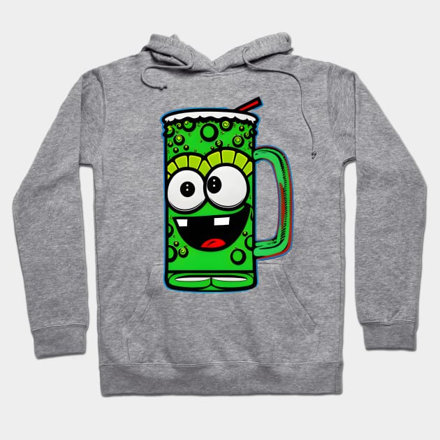 Saint Patrick's Day Green Beer Mug Cartoon Hoodie by Xtian Dela ✅